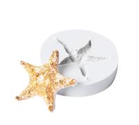 Marine Fondant Cookie Mold, Silicone Seashell Conch Starfish Mermaid Tail Baking Mould Ocean Clay Mold for Cake Cookie Chocolate Candy Decoration (Starfish 1)