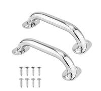 Marine Grab Handle 316 Stainless Steel Boat Handles Grab Polished Handrail,9 Inch Round Marine Handle Hand Rail, Deck Hardware Handrails for Boat Marine Yacht/RV, Pack of 2