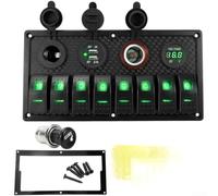 Marine Grade 8 Way Switch Panel 12V-24V IP65 Rated(Green)