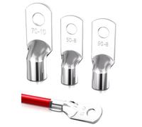 Marine Grade Copper Terminals, 10/16/25/35/70-8 Square Heavy Duty Cold Press Cable Connectors, Tinned Lugs for Boat Connector Strip(JG-16-12 (20 pcs))