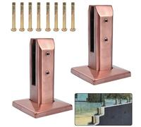 Marine Grade Railing Glass to Glass Clamp, Heavy Duty Glass Bracket Square Glass Spigots Clamp for Deck Balcony Glass Railing Balustrade,160mm Rose Gold,2 Pieces