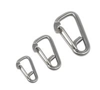 Marine Hardware, 3pcs 316 stainless steel simple spring hook insurance hook mountaineering buckle marine wire rope quick hook(316-5 * 50)