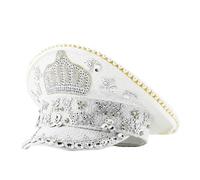 Marine Hat For Casual And Formal Event Sequins Crowns Caps Music Festival Women Costume Caps Rhinestones Studded Party Hat Rhinestones Crown