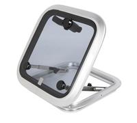 Marine Hatch Porthole Window, 15 X 15in Square Aluminum Alloy Deck Hatch Window with Support Rod, Push Pull Opening Close Method, Filtering Colored Tempered Glass