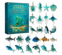 Marine Life Advent Calendar 2025 with 24 2D Flat Ocean Animals Ornaments Xmas Countdown Calendar