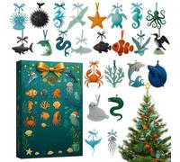 Marine Life Advent Christmas Calendar, 2D Acrylic Decor 24 Days for Festive Holiday Display, Cute and Colorful with Marine Creature Designs, Creatures Ornament Countdown Calendar for Home, Car