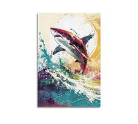 Marine Life Animal Poster Fierce Megalodon Decorative Painting Canvas Poster 16x24inch(40x60cm)