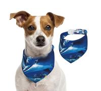 Marine Life Blue Sea World Coral Dolphin,Dog Bandanas Cotton Pet Scarf Adjustable Bibs for Pet,S