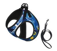 Marine Life Blue Sea World Coral Dolphin,Pet Harness,Adjustable Reflective Dog Harness,Pet Leash Vest,M