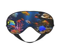 Marine Life Double-Sided Silk Sleep Mask, Adjustable Light Blocking Eye Mask for Travel, Men & Women, Soft Comfortable Blindfold 20x10cm
