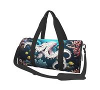 Marine Life Duffle Bag for Women Men Personal Item Travel Bag Canvas Weekender Overnight Bag Lightweight Sports Tote Gym Bag Carry On Luggage Bag, Black, One Size