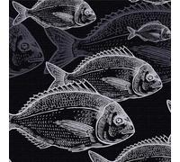 Marine Life Fish Wallpaper, 44x600 cm Dark Navy Blue White Fish Sea Animal Abstract Peel and Stick Wallpaper Underwater World Self Adhesive Furniture Wrap for Living Room, Bathroom, Cabinets, Kitchen
