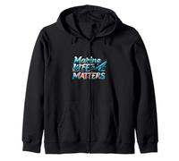 Marine Life Matters Ocean Conservation Whale Coral Design Zip Hoodie
