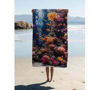 Marine Life Microfiber Beach Towel for Adult 220x100cm, Lightweight Microfibre Towel Landscape Pattern With Bag, Sand Free Absorbent Quick Dry for Pool Gym Camping Beach Accessories Vacation 3QI-V0
