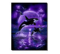 Marine Life Paint by Numbers for Adults, Paint by Numbers Killer Whales, Easy Diy Oil Painting Kits on Canvas with Brushes, Hobbies for Women, Painting for Home Wall Decor Gifts 12 x 16 in KSWWK713