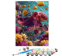 Marine Life Paint by Numbers for Children, 12 x 16 in Large Paint by Numbers for Adults Octopus, DIY Oil Paintings Crafts Hobbies Women Gifts With Brushes and Acrylic Pigment Home Wall Decor KSWWK115