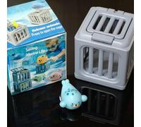 Marine Life Rescue Toy Set - Spring-Loaded Dive Cage with Floating Sea Animal, Press-to-Release Ocean Creature, Pool Diving Toys for Kids Bath Swimming - 2.76 Inch Cube (Seal)