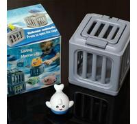 Marine Life Rescue Toy Set - Spring-Loaded Dive Cage with Floating Sea Animal, Press-to-Release Ocean Creature, Pool Diving Toys for Kids Bath Swimming - 2.76 Inch Cube (Whale)