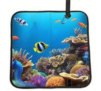 Marine Life Seat Cushion Folding, Indoor Outdoor Portable Chair Cushion for Camping, Waterproof Memory Foam Sitting Mats for Picnic Hiking, Lightweight & Compact 15.8 x 15.8 in