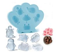 Marine Life Silicone Ice Cube Tray, Food-Grade Easy Release Ice Maker, 6-Cavity Cute Sea Animal Ic-e Mold for Turtle, Whale, Crab & Penguin Shapes, for Cocktail, Candy, Juice (Blue*1pc)