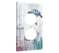 Marine Life Single Duplex Outlet Cover, Multicolor Sea Turtles and Jellyfish, Seasonal Coastal Decor, Beach Style, Underwater Scenes, Fun and Functional Standard Size Wall Plates Single Duplex Outlet