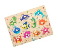 Marine Life Wooden Peg Puzzles For Kids Ages 3-6 Farm Animals Educational Shape Matching Play Animal Shape Recognition