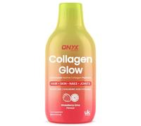 Marine Liquid Collagen Glow with Hyaluronic Acid, Biotin & Vitamin C | 500ml 20 Servings | 10000mg Marine Collagen Peptides | High Absorption Collagen Liquid Supplement for Women (Strawberry and Lime)
