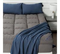 Marine Moon Mattress Topper King Cooling Bed Topper, Extra Thick Soft Mattress Pad Cover, Plush Hotel Quality Down Alternative Pillow Top Mattress Topper for Back Pain Relief with Deep Pocket, Grey