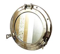 Marine Nautical Store 17" Aluminum Porthole Nickel Finish~Port Mirror Wall Hanging Ship Porthole Decor