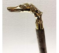 Marine Nautical Store Antique Brass Style Wooden Dog Handle Folding Leather Walking Stick Vintage Canes