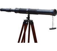Marine Navy Telescope Antique Solid Bronze Classic Brass Telescope with Wooden Tripod Adjustable Brown Tripod.
