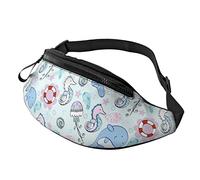 Marine Organism Casual Fanny Pack Men Women Waist Bag with Adjustable Strap Earphone Hole for Outdoor Sports Running Traveling Hiking Camping Cycling