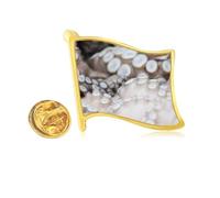 Marine Organism Squid Tentacle Animal Golden Metal Flag Lapel Pin Badge