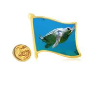 Marine Organism Turtle Ocean Animal Golden Metal Flag Lapel Pin Badge