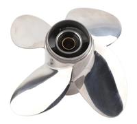 Marine Outboard Propeller 4 Blades Stainless Steel 10 Spline Teeth High Performance Boat Propeller for 25 30HP 3in Gearcase Replacement