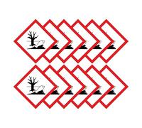 Marine Pollutant Warning Hazard Diamond Multi Pack 100mm x 100mm Strong Adhesive Vinyl Stickers for Safety (12)