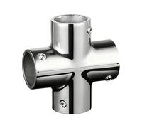 Marine Rail Fitting | 4 Way Stainless Steel Bushing - Boat Handrail Fitting - for Ships Yachts Outdoor Docks, Bridges Systems Railing Construction Installation