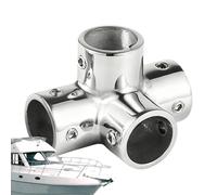 Marine Rail Fitting - Strength Steel 4-Way Socket, Advanced Boat Hardware Link, Long-Lasting Structural Coupling Part, Robust Assembly Element | Enhanced Rail Framework Improvement For Ships Yachts
