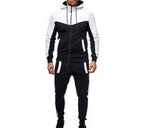 Marine Royal Track Suits for Men Set Full Zip Sweatsuit Outdoor Jogging Men Tracksuits, White, Large