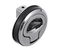 Marine Rv Door Locker Latch Large Ring Flush Pull Handle Silver | Metal Construction, Concealed Mounting, Polished Recessed Face, Suitable for Compartment Lids, Drawer Units and Shipbuilding