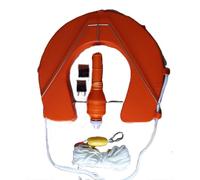 Marine Safety MOB Kit, Horseshoe Lifebuoy with LED Light, Throw Line and V-Bracket Mount, Orange (Red)