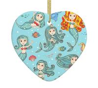Marine Sea Life Christmas Decorations, Personalized Heart-Shaped Ceramic Christmas Tree Ornaments