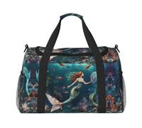 Marine Sea Life Print Stylish Foldable Carry On Tote with Waterproof Zipper for Weekend Getaways Bag