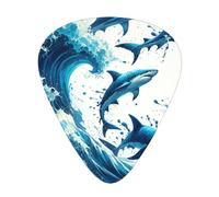 Marine-Sharks-Swirling-Ocean-Waves 12 Pack Guitar Picks With 3 Thicknesses And Storage Box, Abs Plectrums For Electric Bass Guitar Players