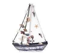 Marine Shell Sailing Boat Ship Model Mini Wooden Old Sailing Boat Mediterranean Style Sailing Boat Ornaments Home Decoration Handicraft Gift Shell Boat (14x3x20cm)