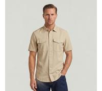 G-STAR Men's Navy Slim Short Sleeve Shirt, Beige, L