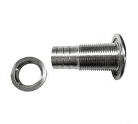 Marine Stainless Steel Barb Short Straight Through Hull Drain, 316 Grade With Custom Gaskets For Snug Fit for All Kinds Of Boats(1inch)