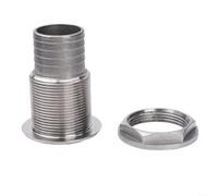 Marine Stainless Steel Barb Short Straight Through Hull Drain, 316 Grade With Custom Gaskets For Snug Fit for All Kinds Of Boats(11/2inch)