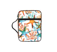 Marine Starfish Coral Print Bible Cover Case, Carrying Book Case with Durable Handle Bible Protective Church Bag for Men Women