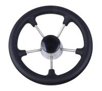 Marine Steering Wheel 11 Inch Stainless Steel 5 Spoke Destroyer With Black Foam Compatible With Boat(No knob)